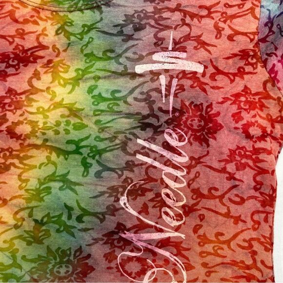 Space Needle T Shirt SZ M Rainbow Burnout Fabric Floral Print My Sport Souvenir - Picture 6 of 12